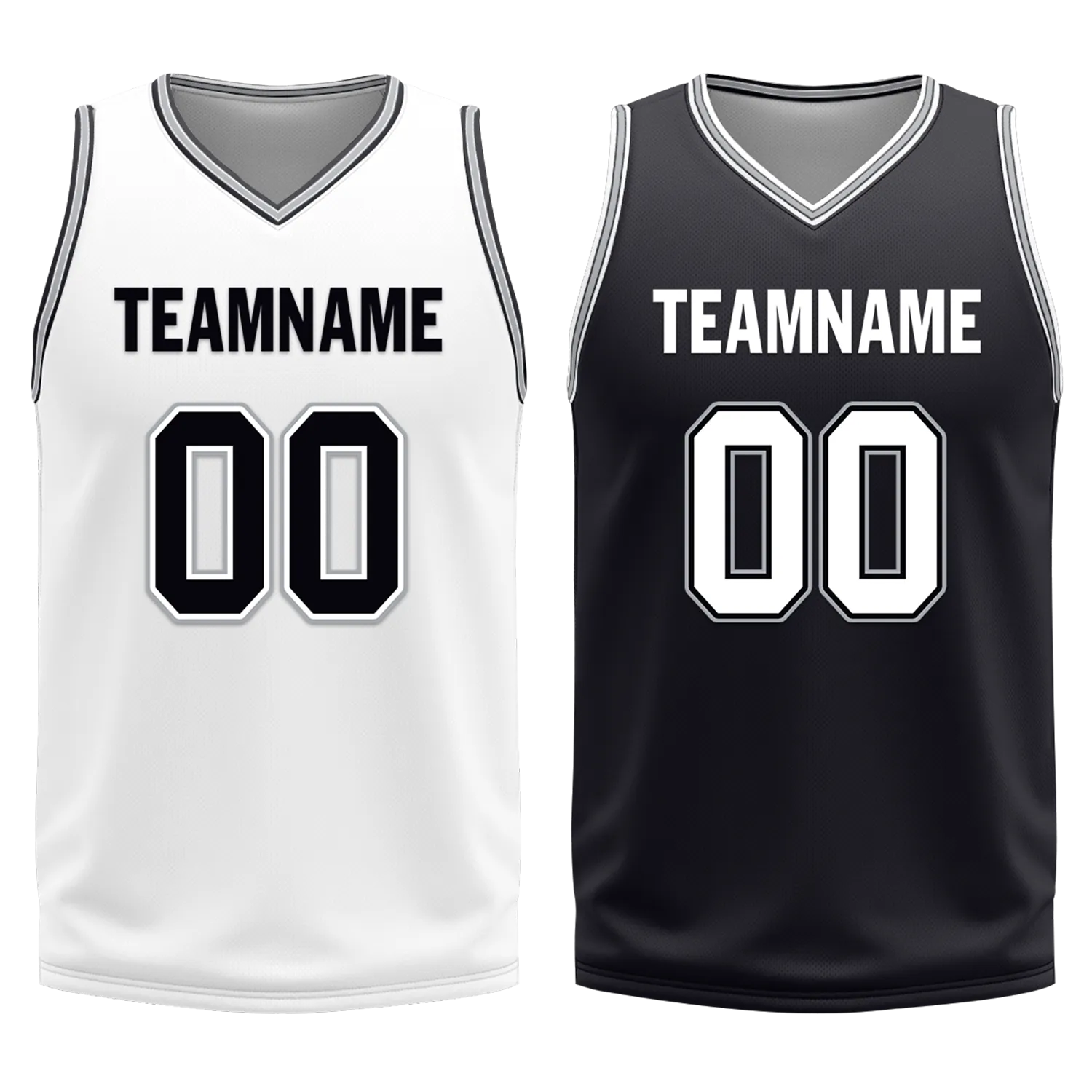 Custom White Black Classic Style Reversible Basketball Uniform Personalized BBJR-D017051