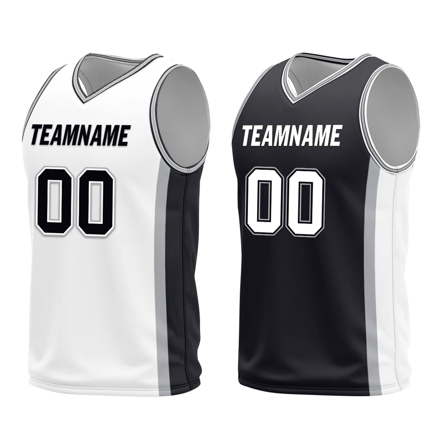 Custom White Black Classic Style Reversible Basketball Uniform Personalized BBJR-D017051