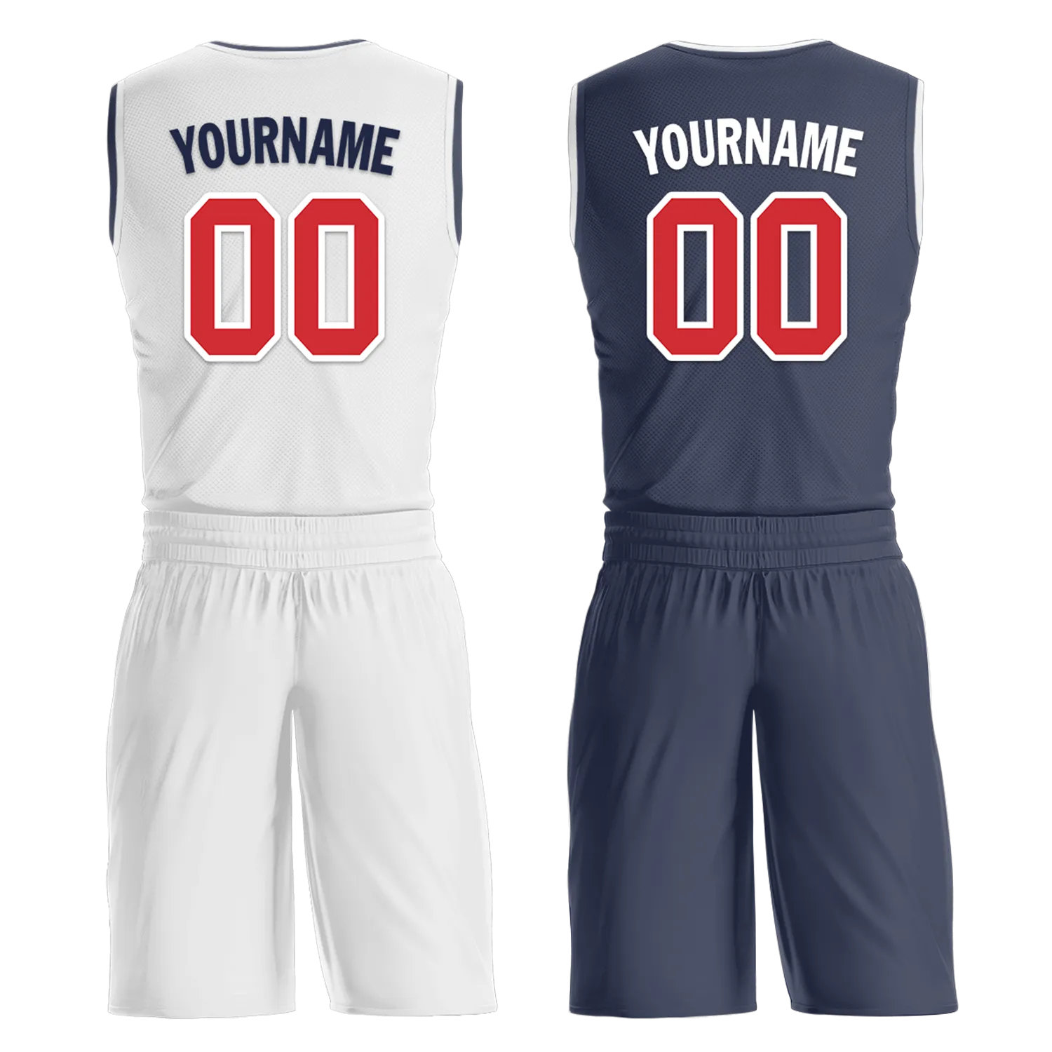 Custom White Blue Classic Style Reversible Basketball Uniform Personalized BBJR-D017023