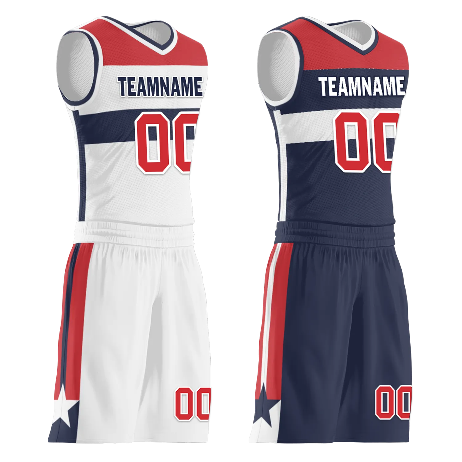 Custom White Blue Classic Style Reversible Basketball Uniform Personalized BBJR-D017023