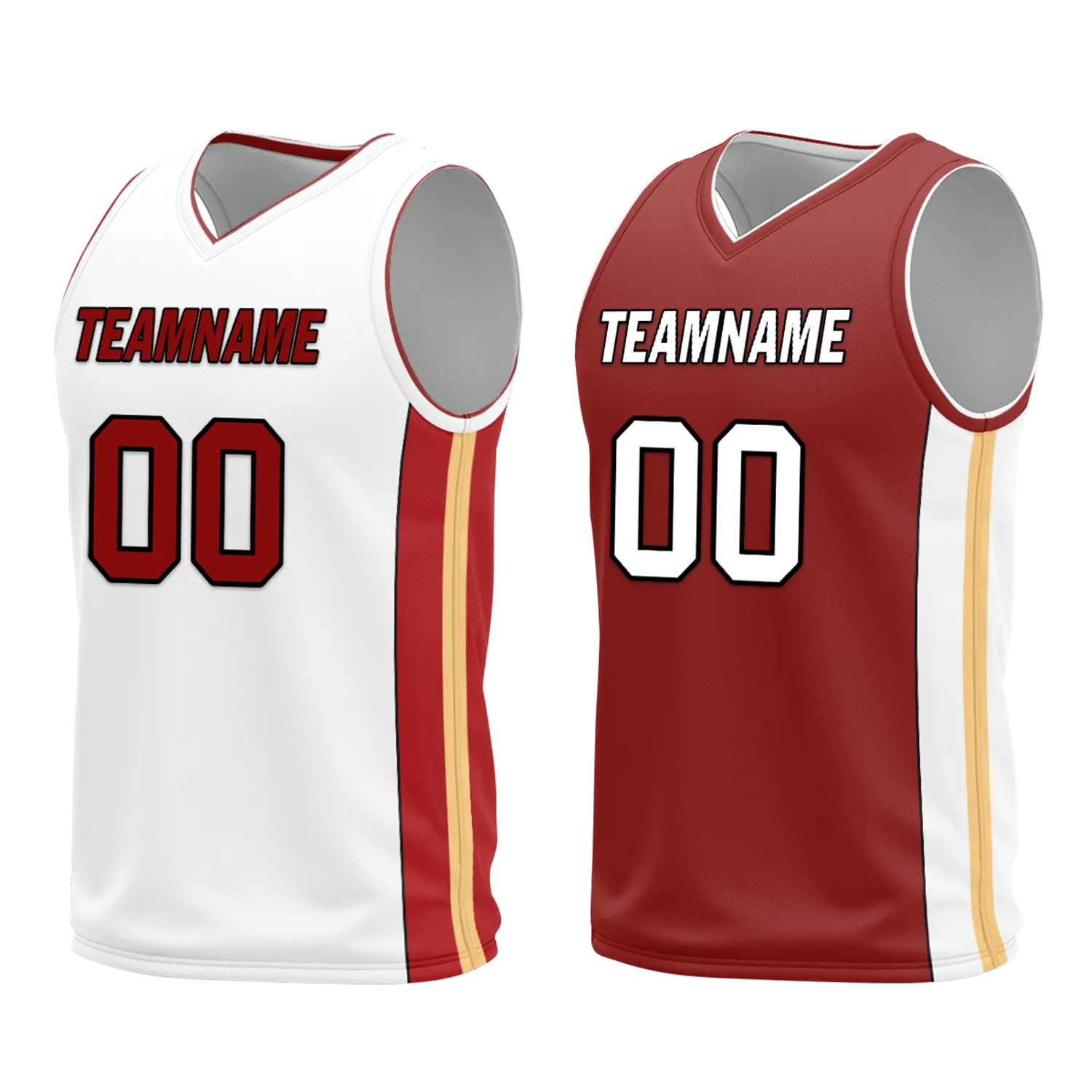 Custom White Red Classic Style Reversible Basketball Uniform Personalized COOLMAX BBJR-D017017