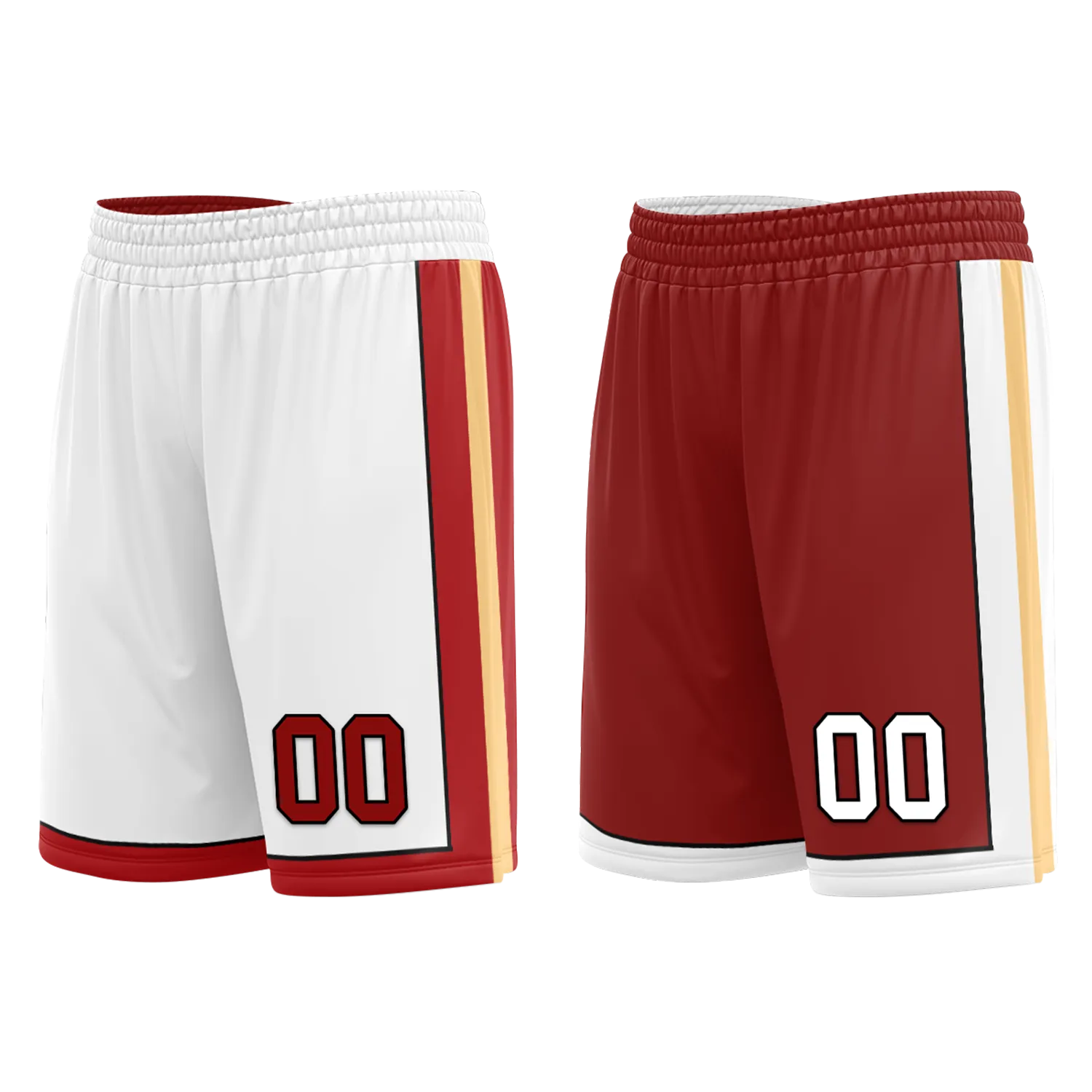 Custom White Red Classic Style Reversible Basketball Uniform Personalized COOLMAX BBJR-D017017