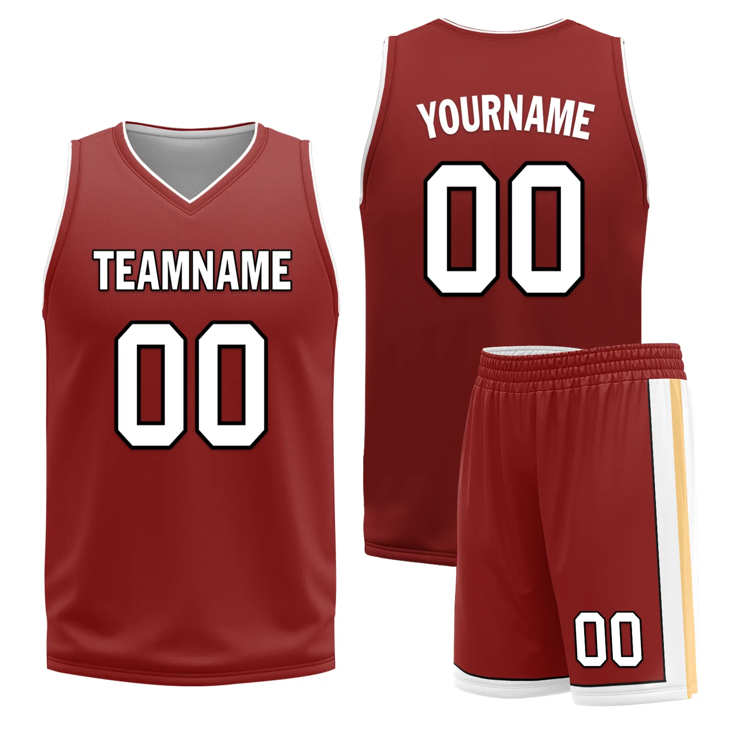 Custom White Red Classic Style Reversible Basketball Uniform Personalized COOLMAX BBJR-D017017