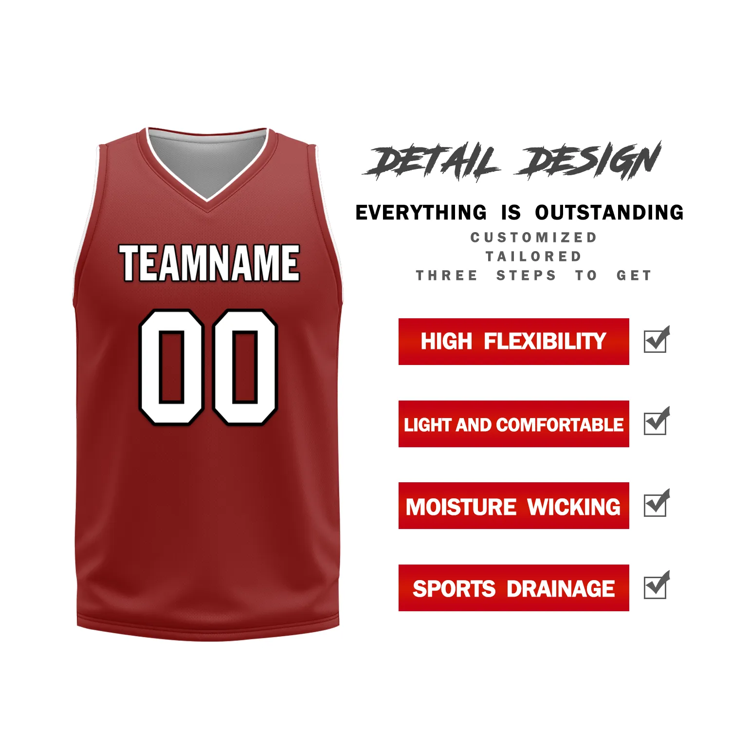 Custom White Red Classic Style Reversible Basketball Uniform Personalized COOLMAX BBJR-D017017