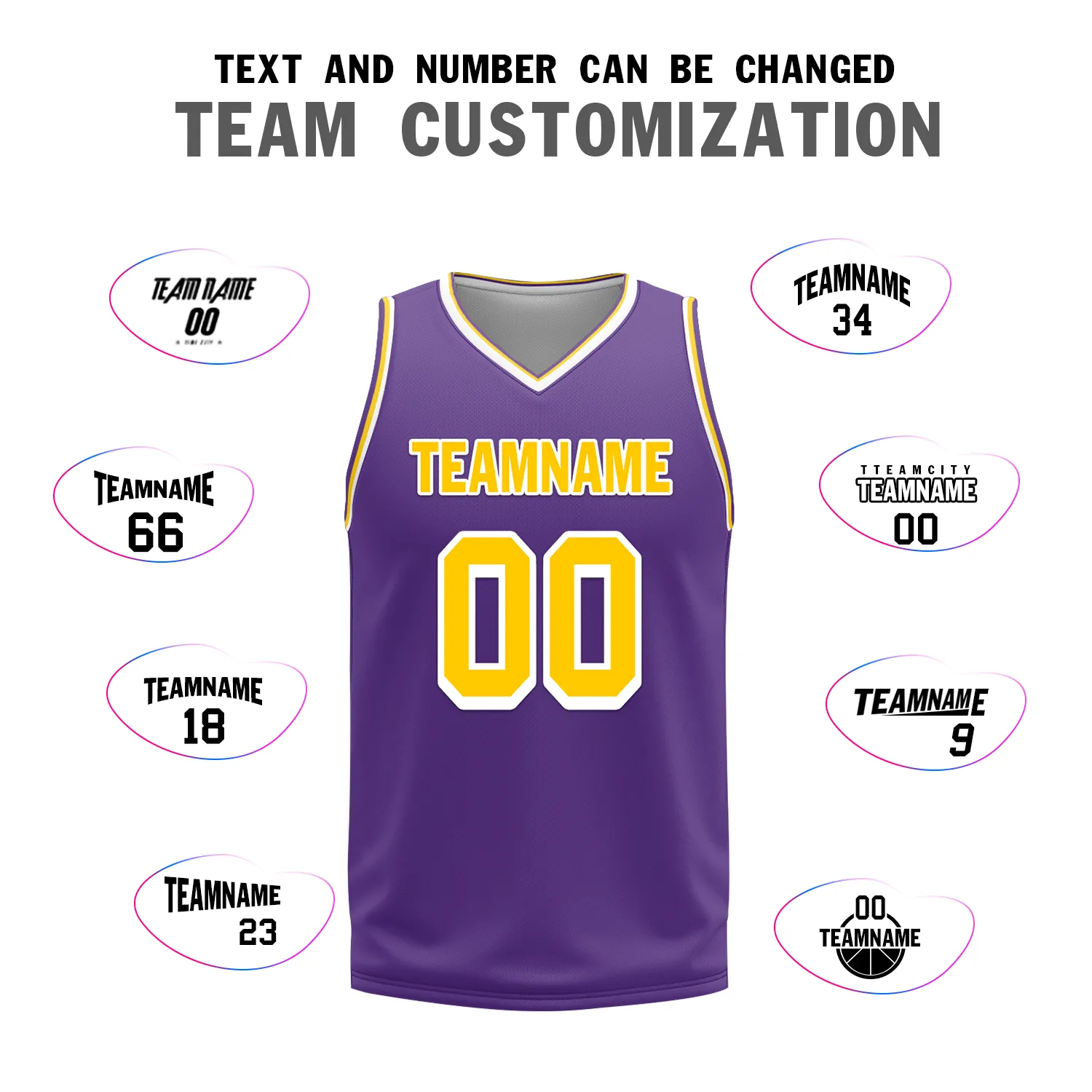 Custom Yellow Purple Classic Style Reversible Basketball Uniform Personalized BBJR-D017034