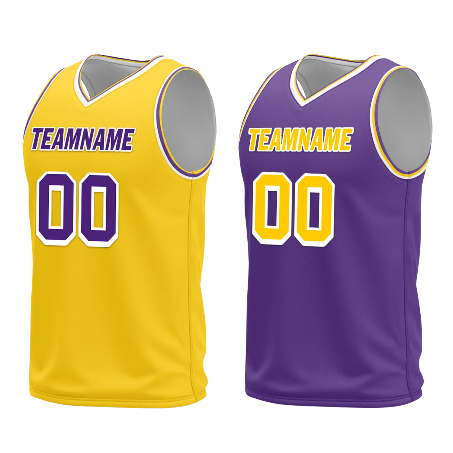 Custom Yellow Purple Classic Style Reversible Basketball Uniform Personalized BBJR-D017034