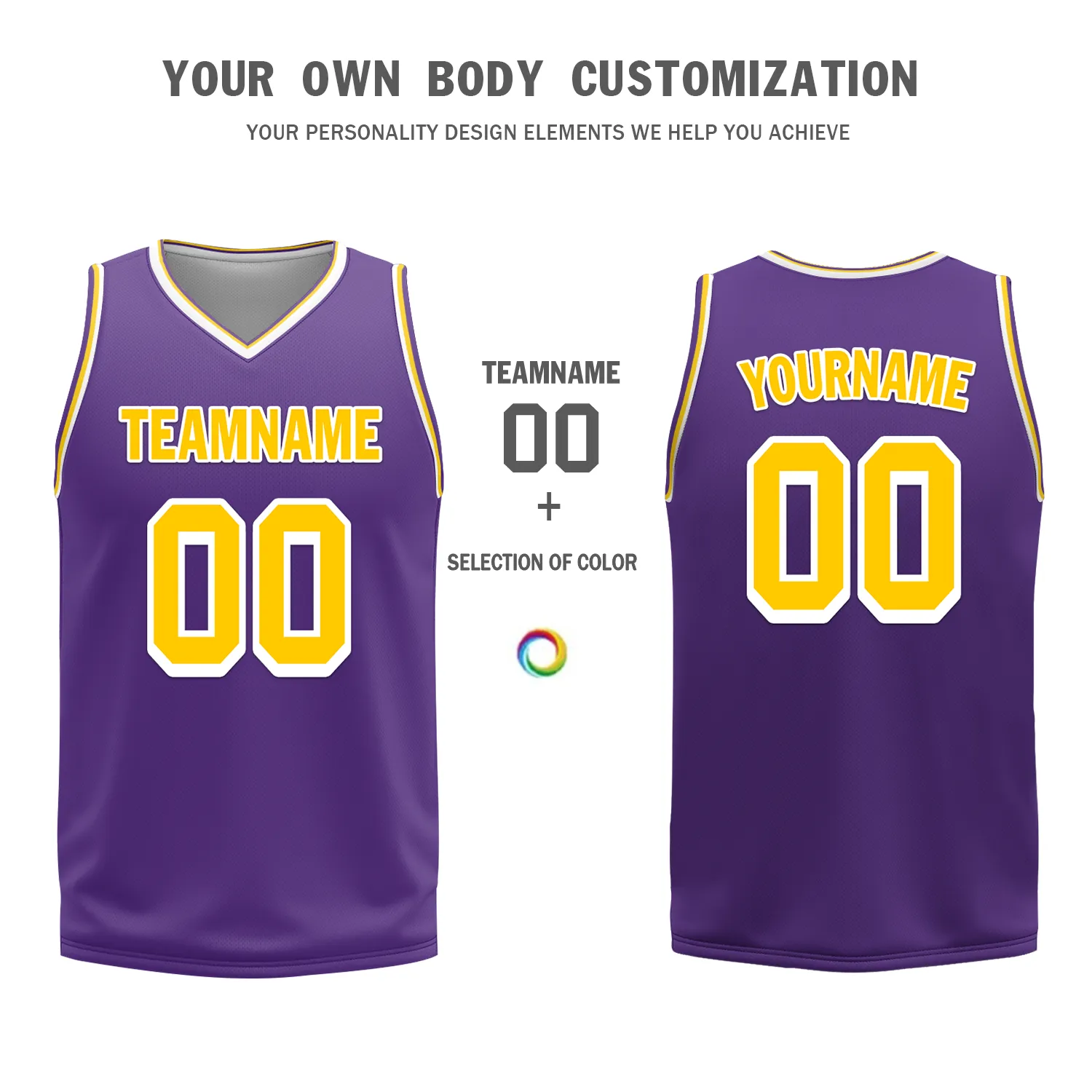 Custom Yellow Purple Classic Style Reversible Basketball Uniform Personalized BBJR-D017034