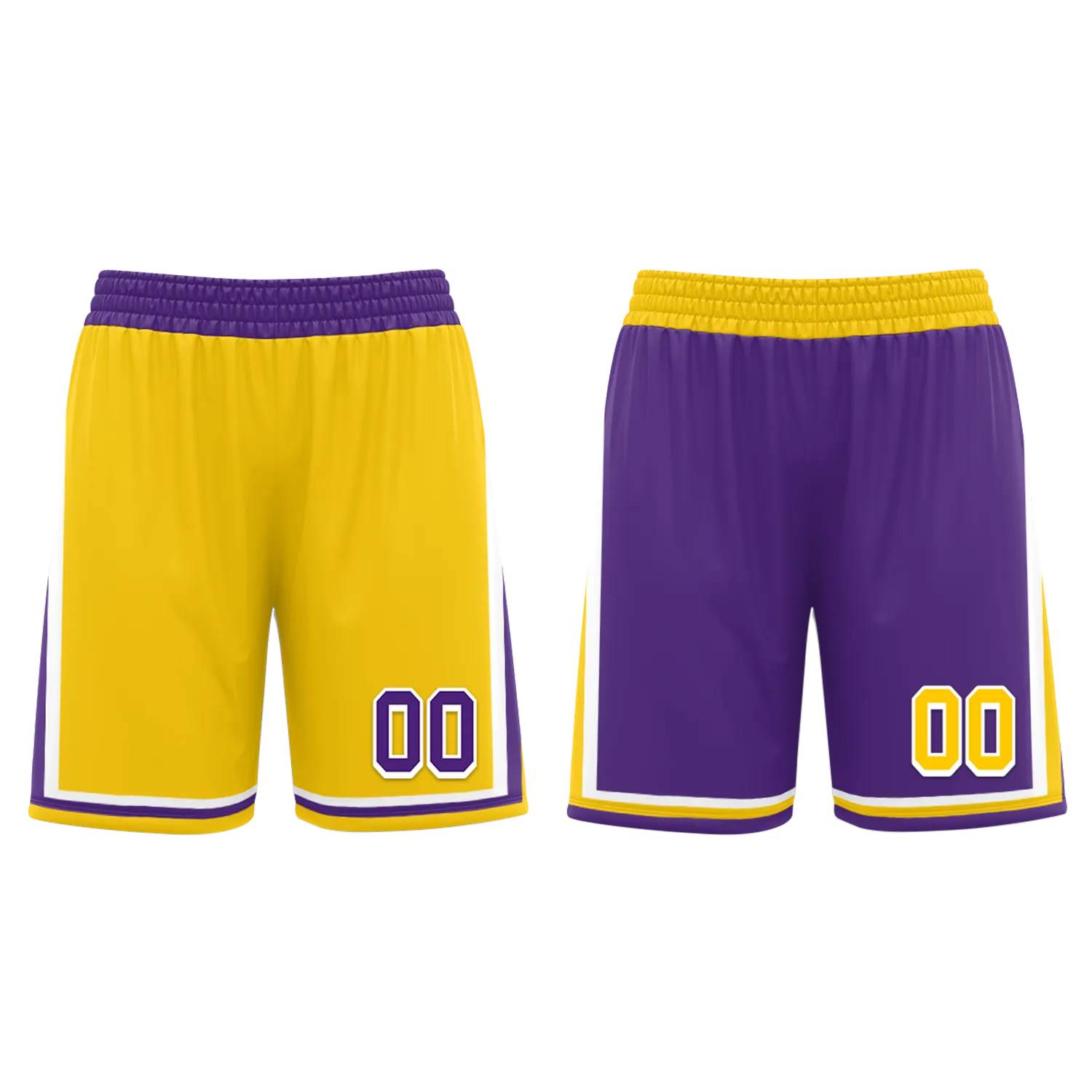 Custom Yellow Purple Classic Style Reversible Basketball Uniform Personalized BBJR-D017034