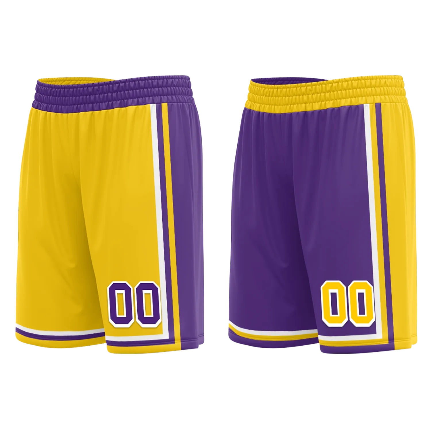 Custom Yellow Purple Classic Style Reversible Basketball Uniform Personalized BBJR-D017034