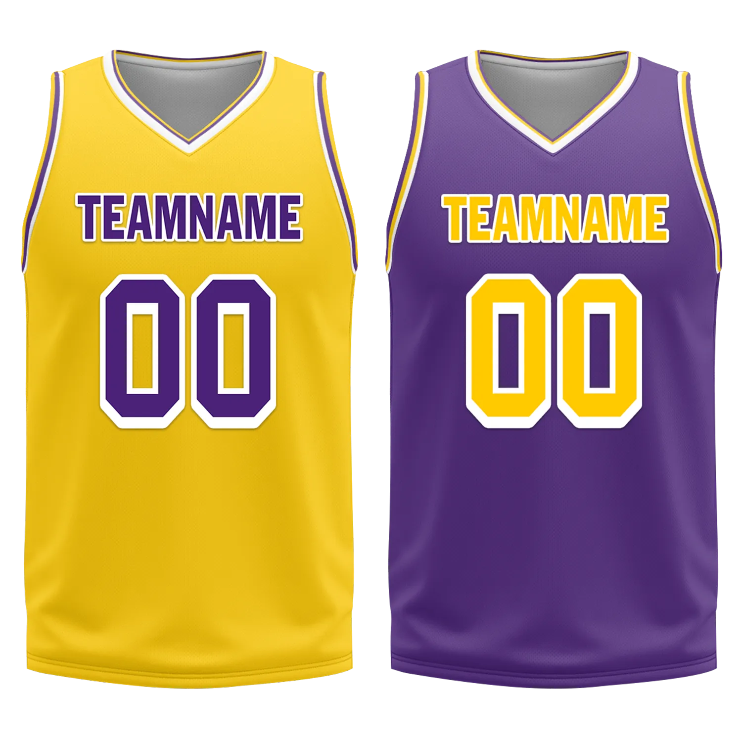 Custom Yellow Purple Classic Style Reversible Basketball Uniform Personalized BBJR-D017034