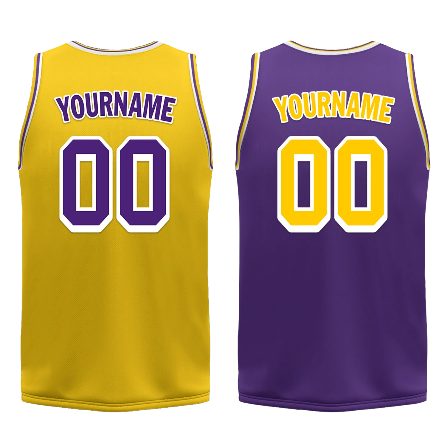 Custom Yellow Purple Classic Style Reversible Basketball Uniform Personalized BBJR-D017034