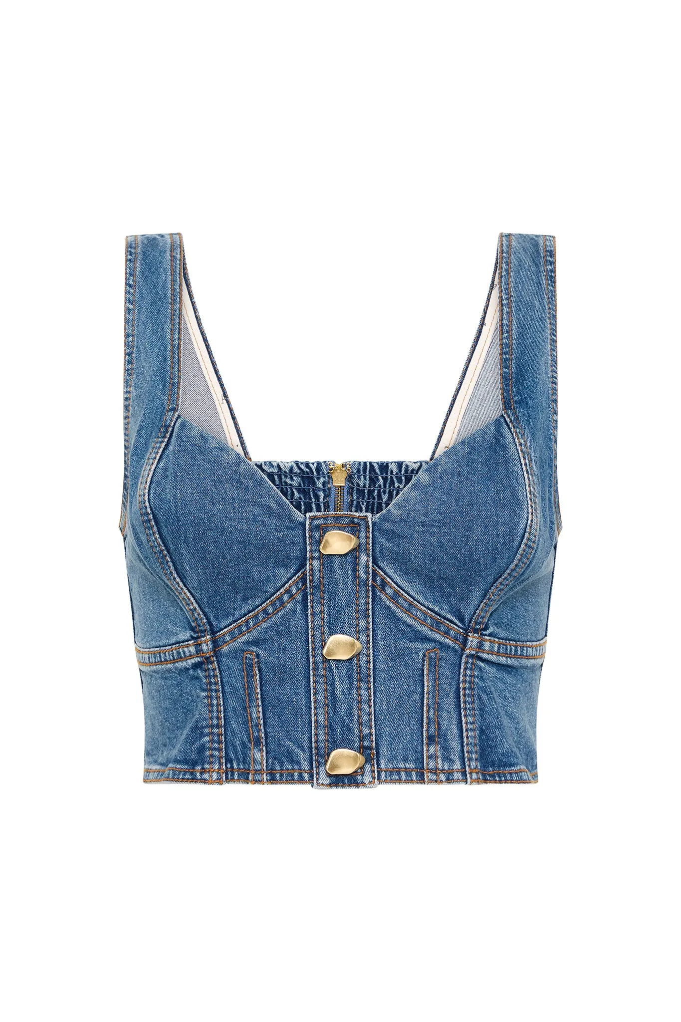 Elena Denim Cropped Bustier