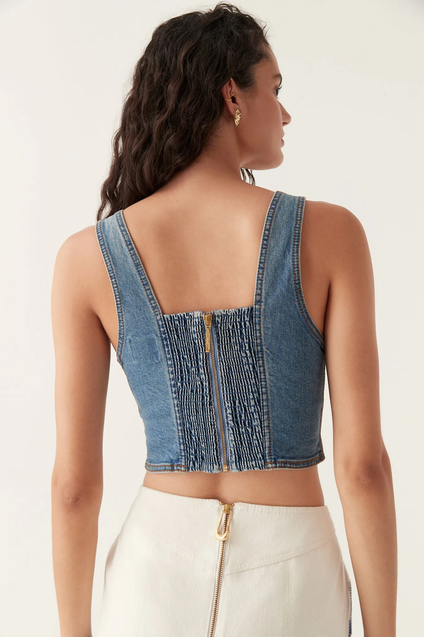 Elena Denim Cropped Bustier