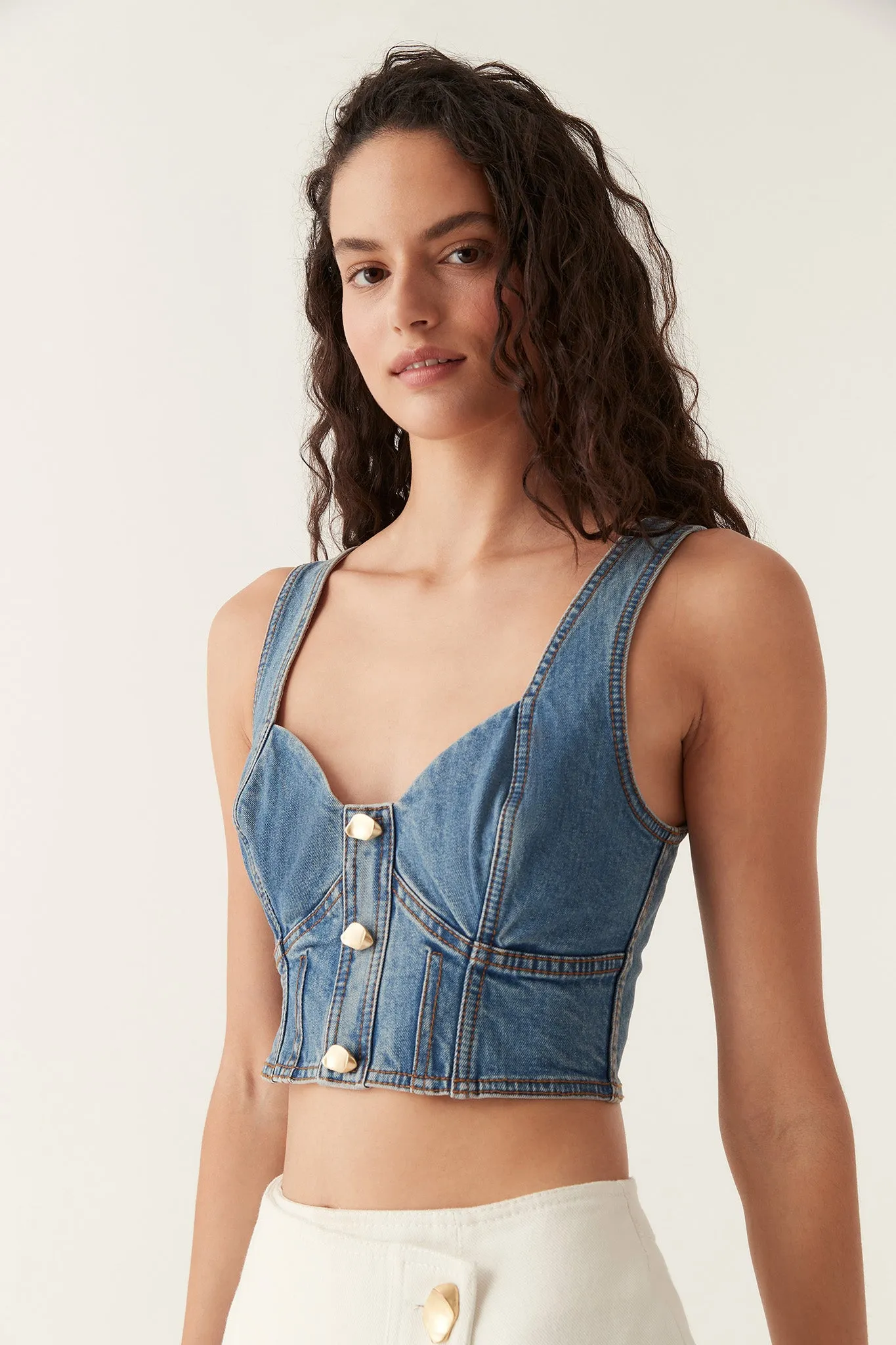 Elena Denim Cropped Bustier