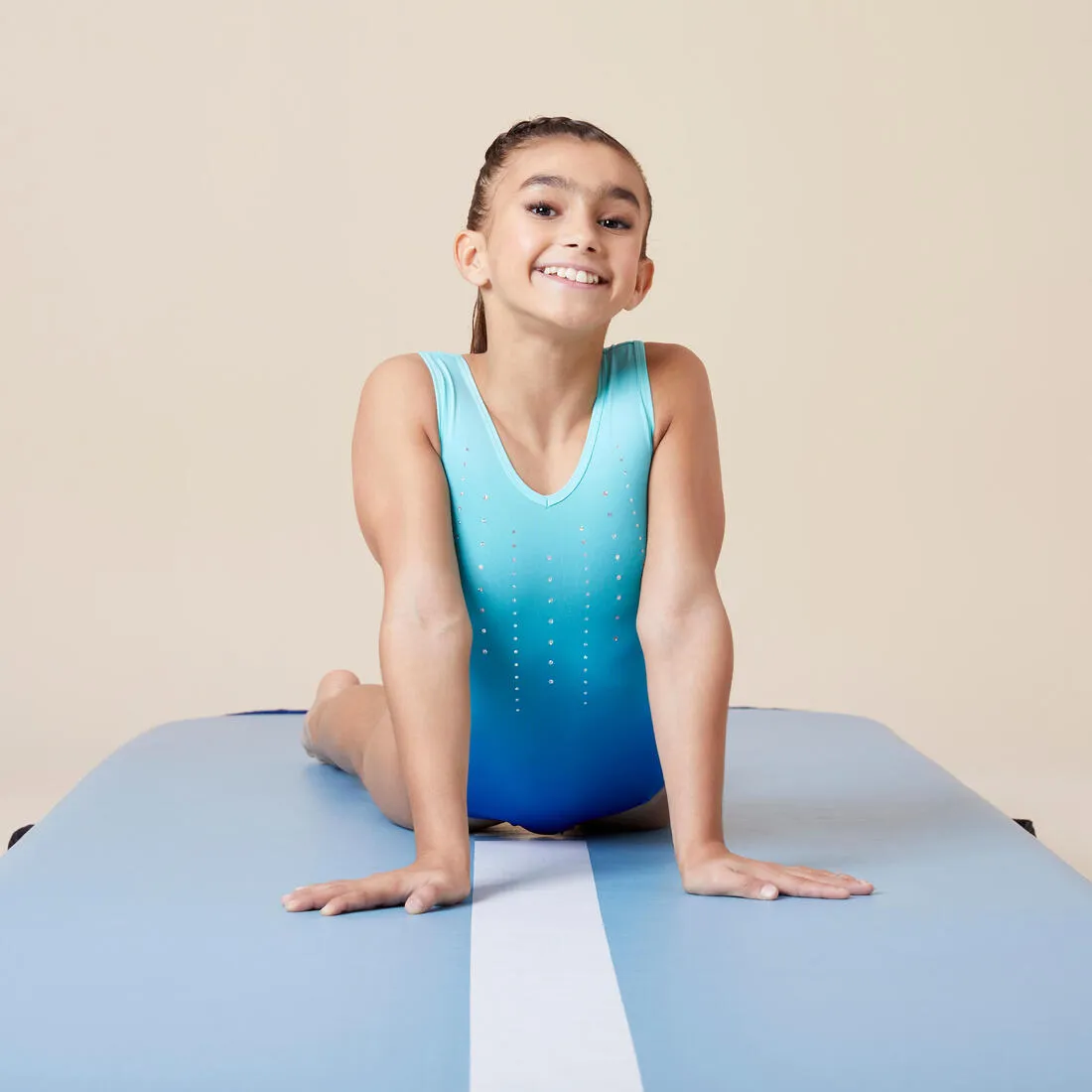 Girls' Gym Leotard 500 - Blue/Green