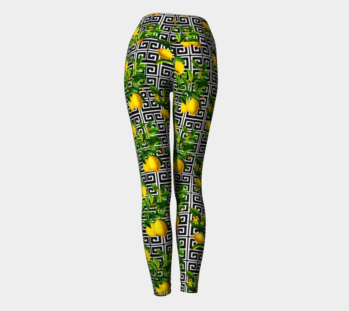 Greek Key Citrus Yoga Leggings