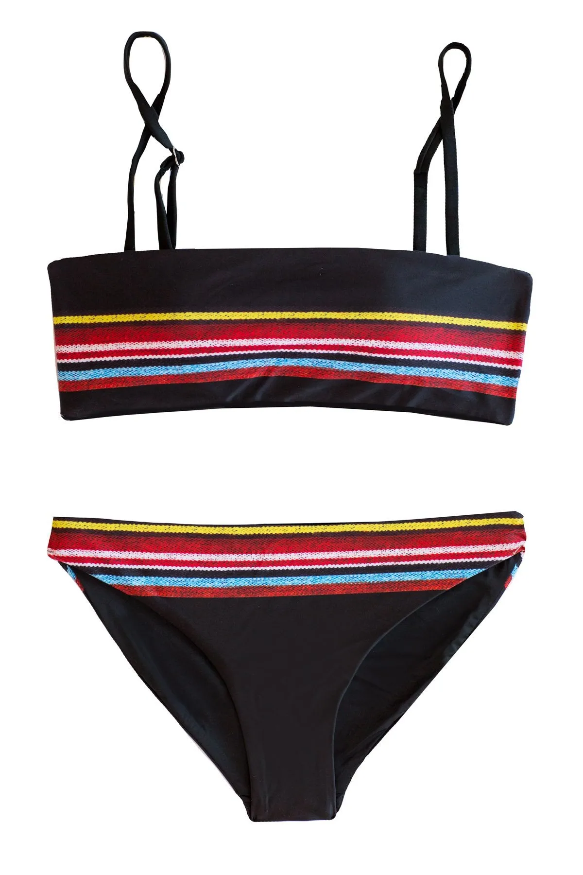 Jamaican Sunsets - Two Piece Retro Style Bandeau Bikini Set