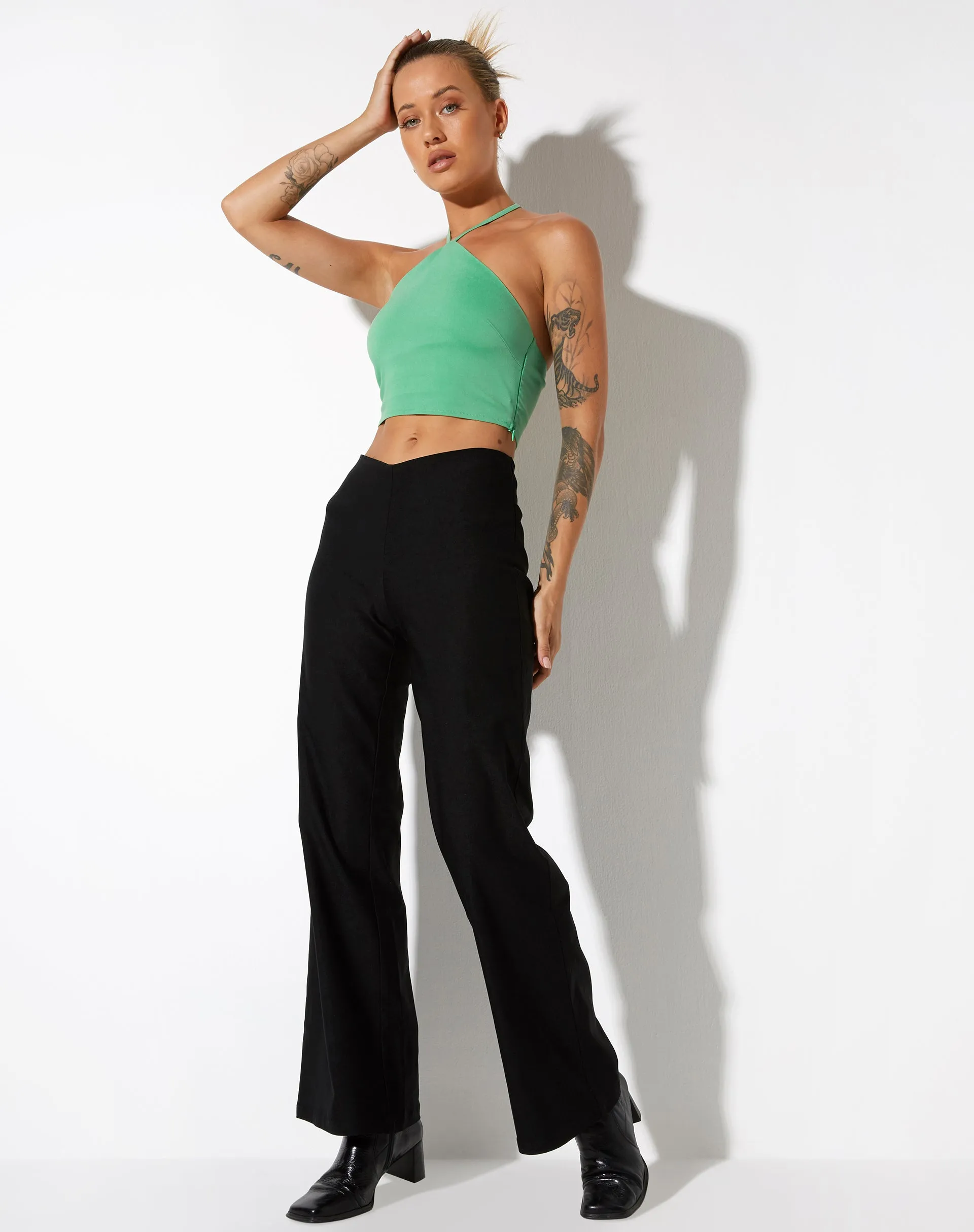 Janli Crop Top in Tailoring Green