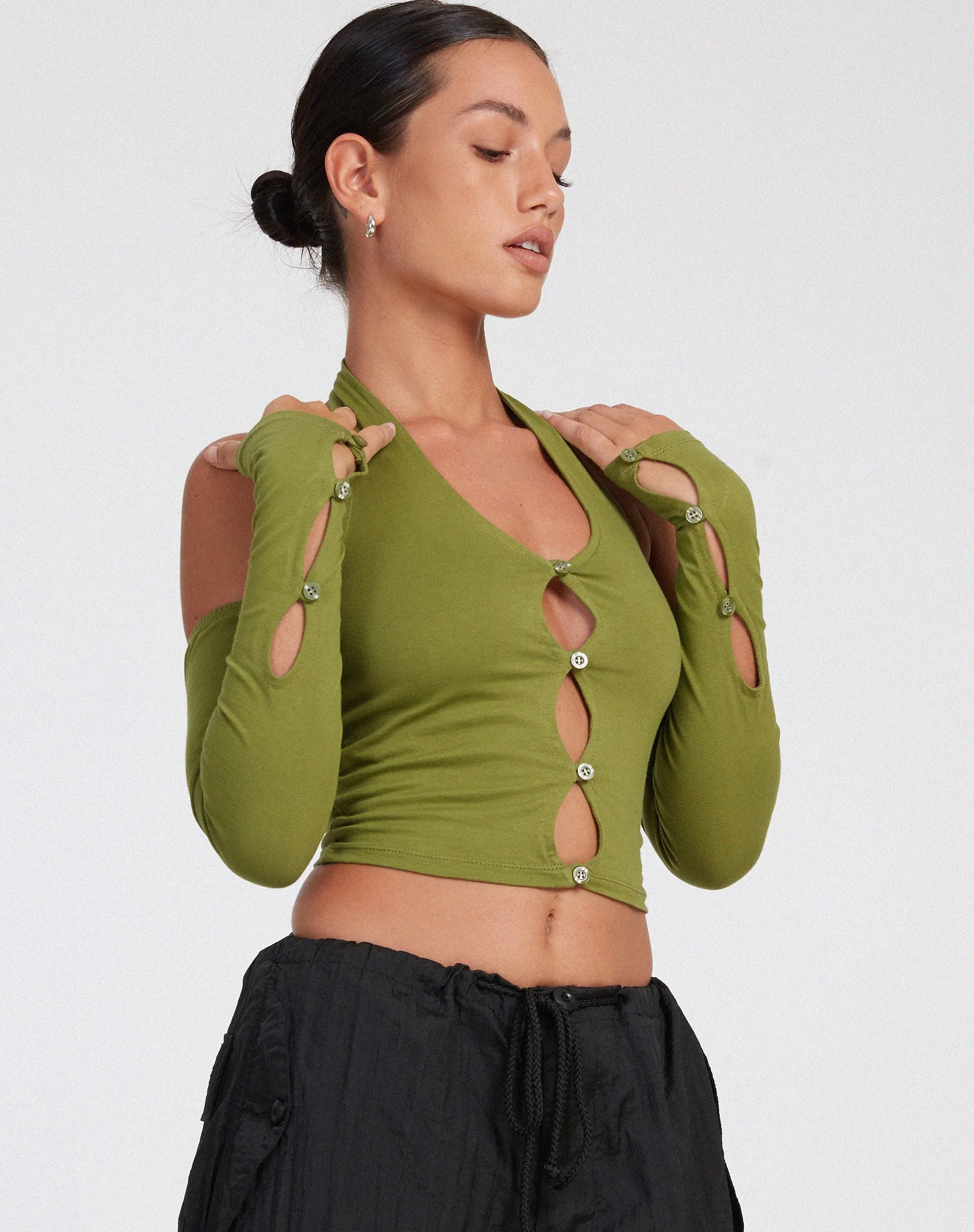 Jayne Crop Top in Khaki