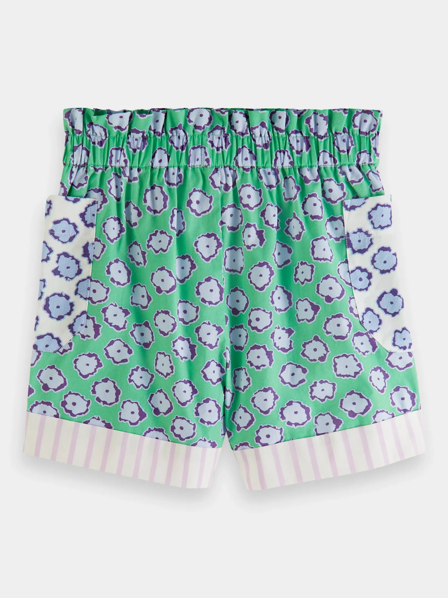 Kids - Mixed print elasticated shorts