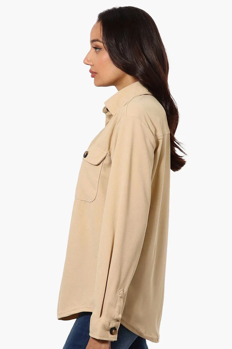 Limite Solid Flap Pocket Button Up Lightweight Jacket - Beige