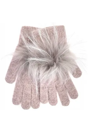 Linda Richards Pom Pom Gloves GL04 | Taupe