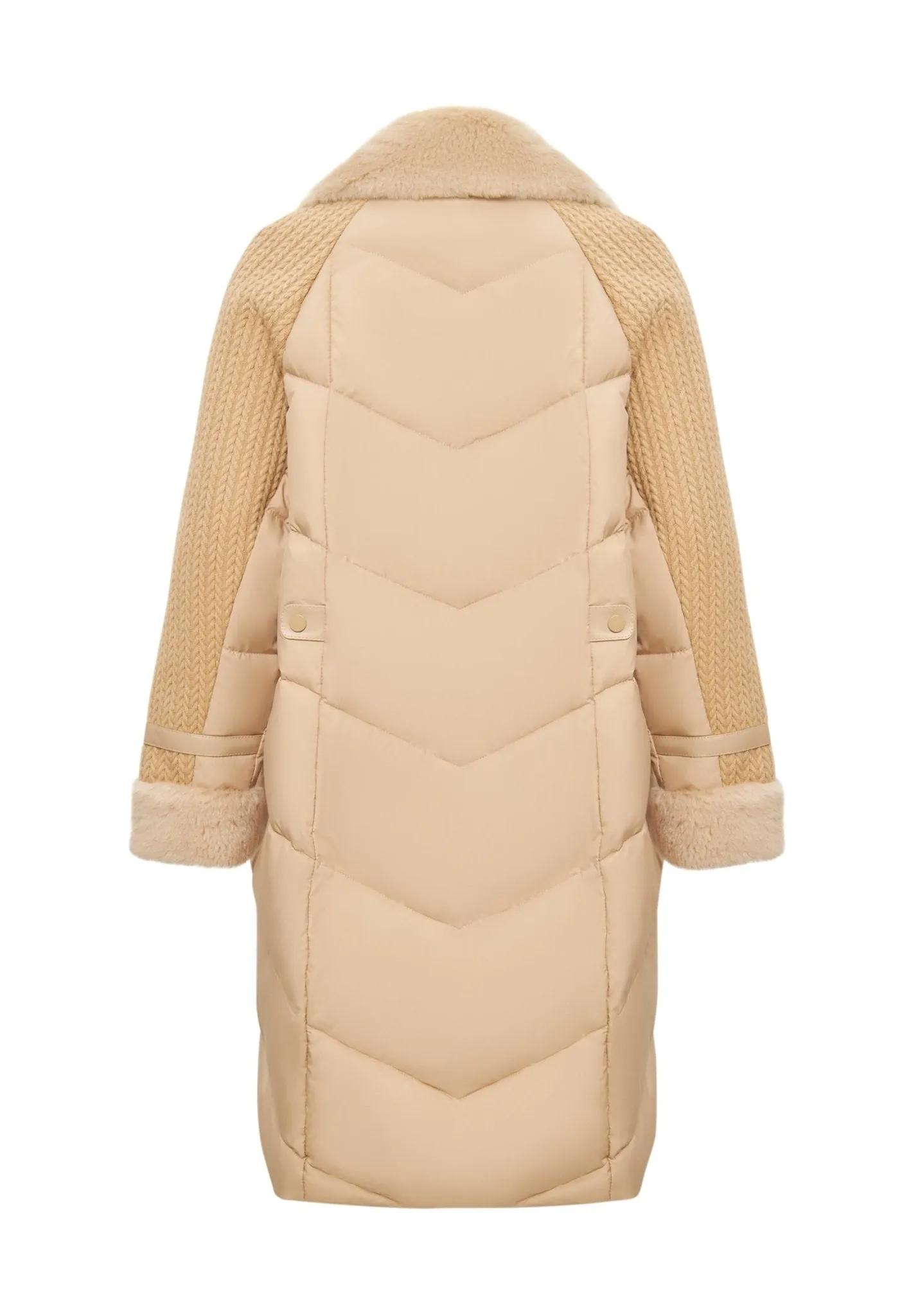 Long Quilted Coat Oversize Style - Beige