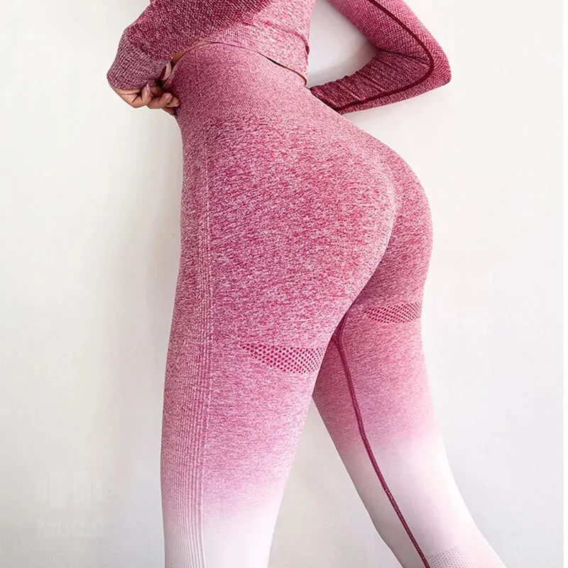 Maroon Ombre Sculpt Leggings