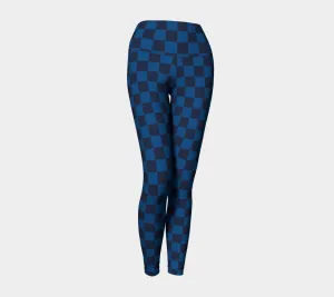 Navy Blue Checkered Yoga Leggings