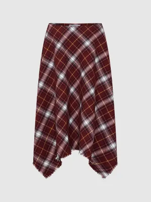 Plaid Irregular A-Line Skirts