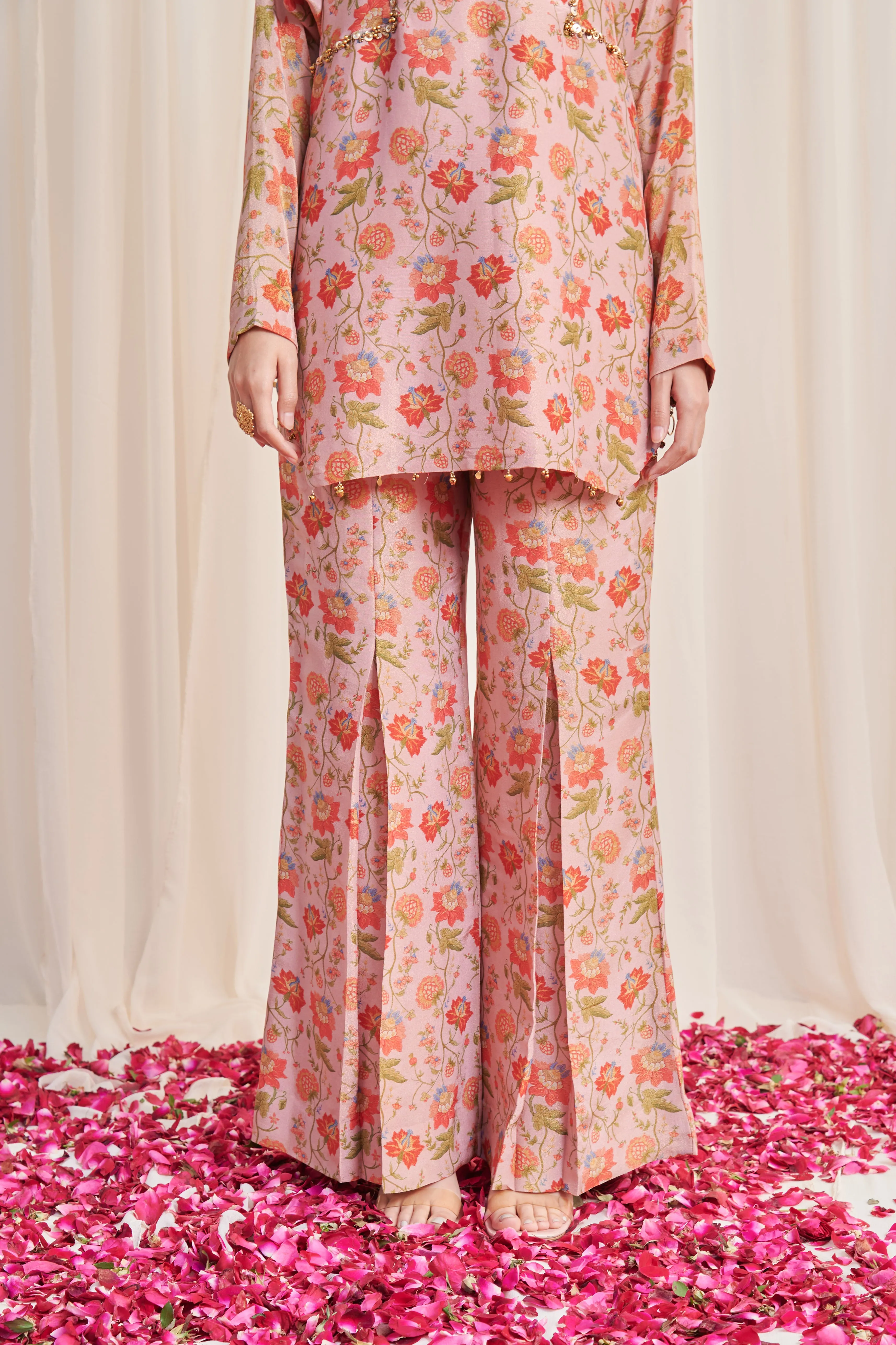 Sandash Pink Tissue Sequin Kurta with Pants