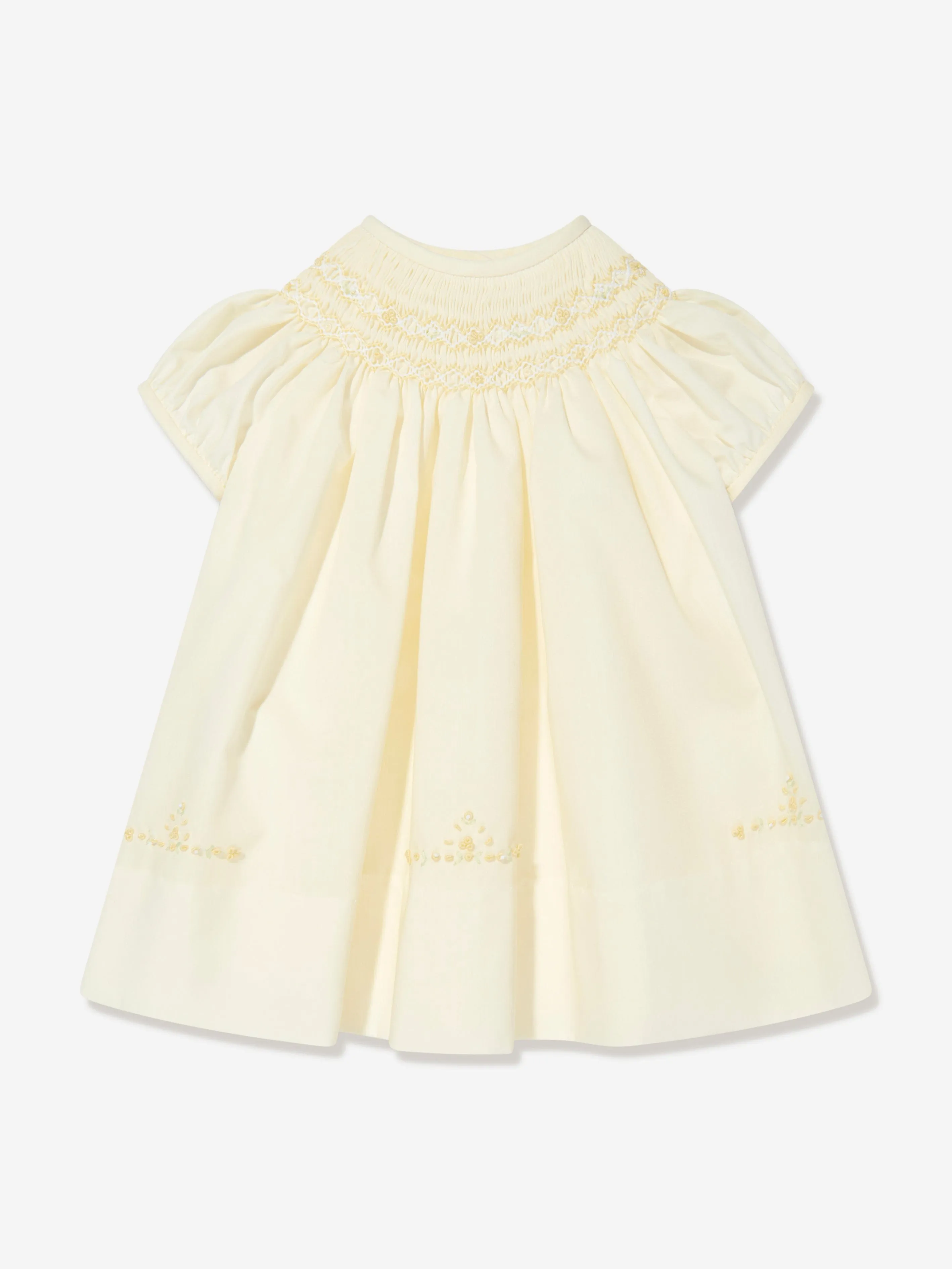 Sarah Louise Baby Girls Smocked Dress With Headband in Yellow