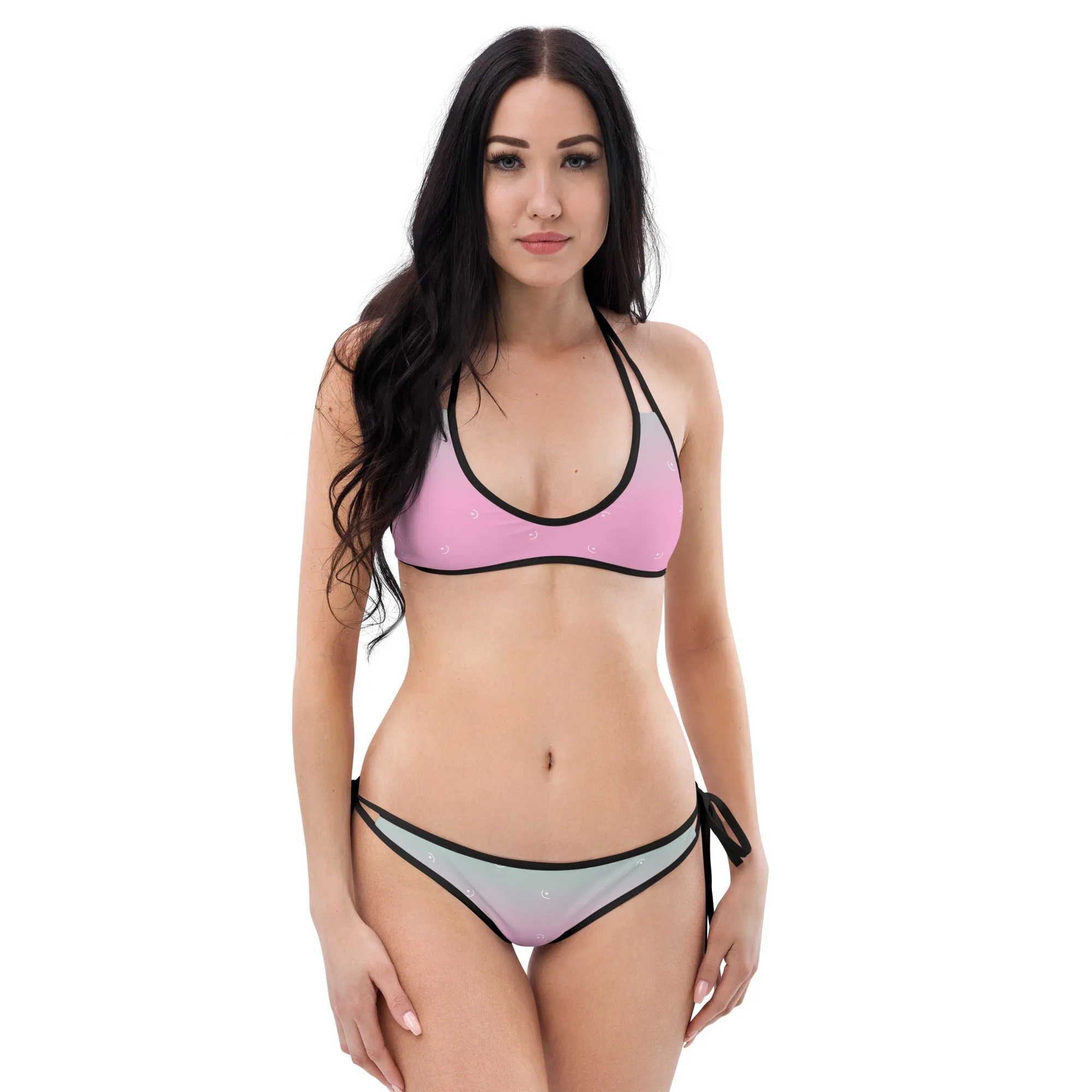 Semi Circle Pattern Bright And Comfy Reversible Bikini Set