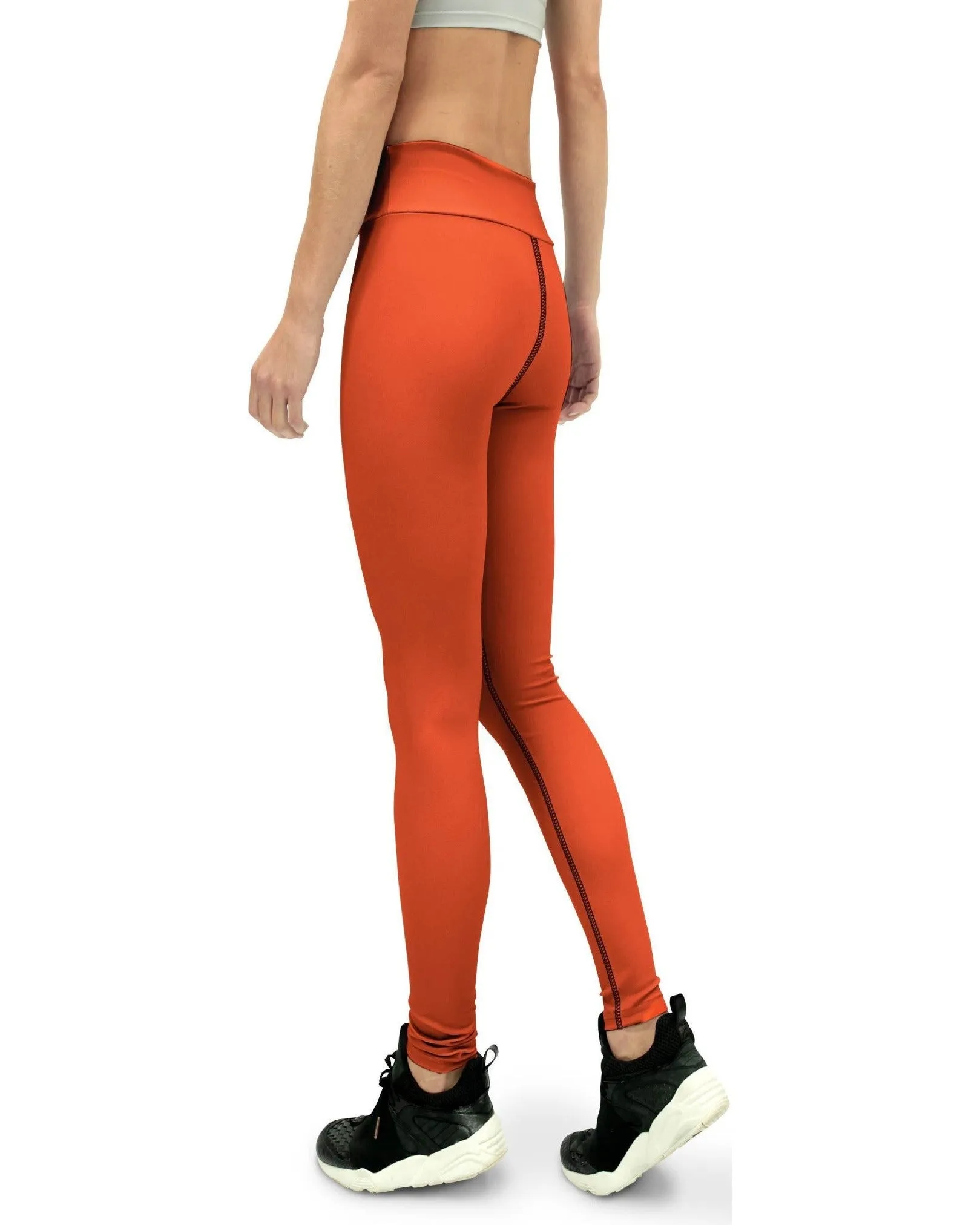 Solid Hot Orange Yoga Pants