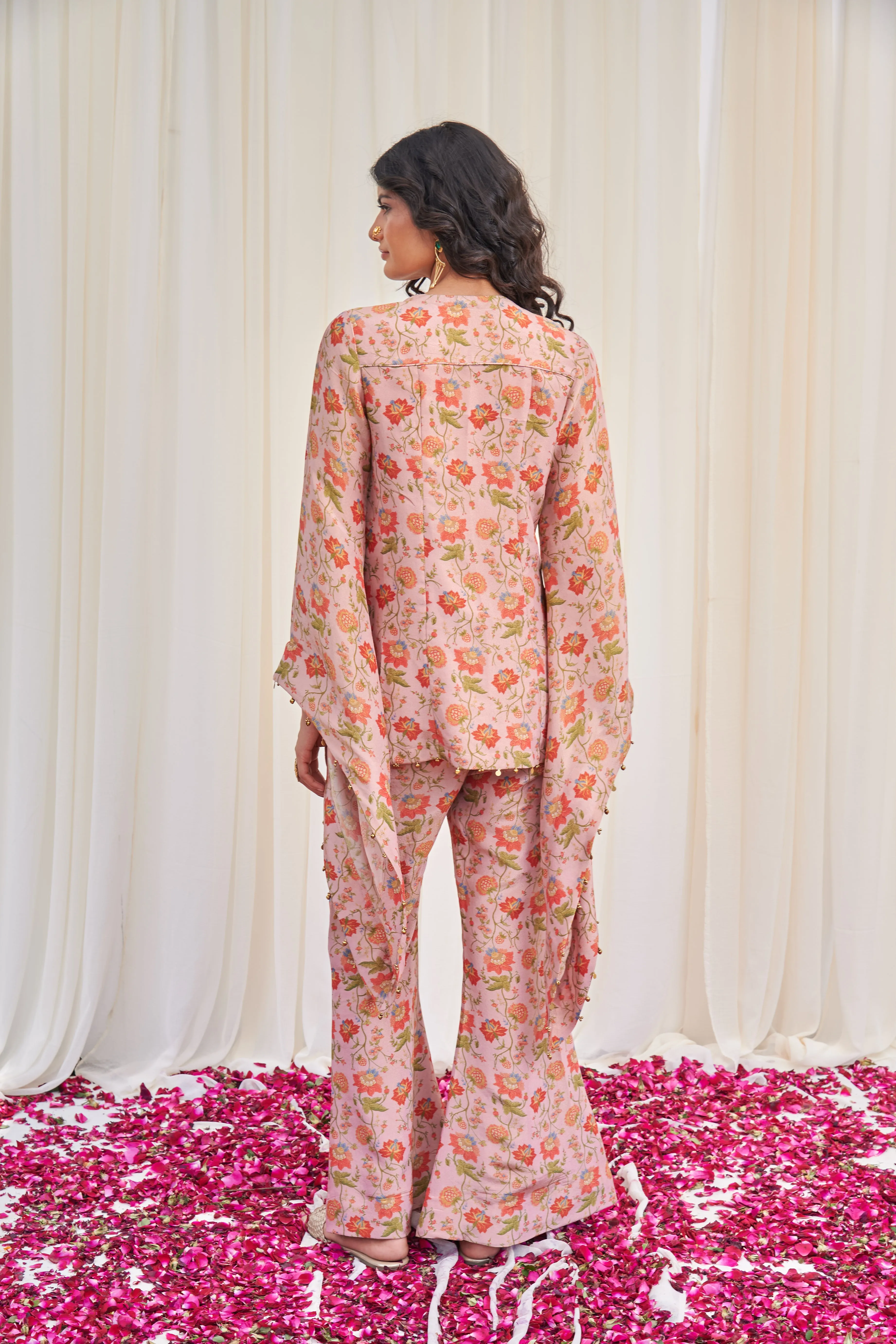 Swastika Pink Tissue Sequin Kurta with Pants