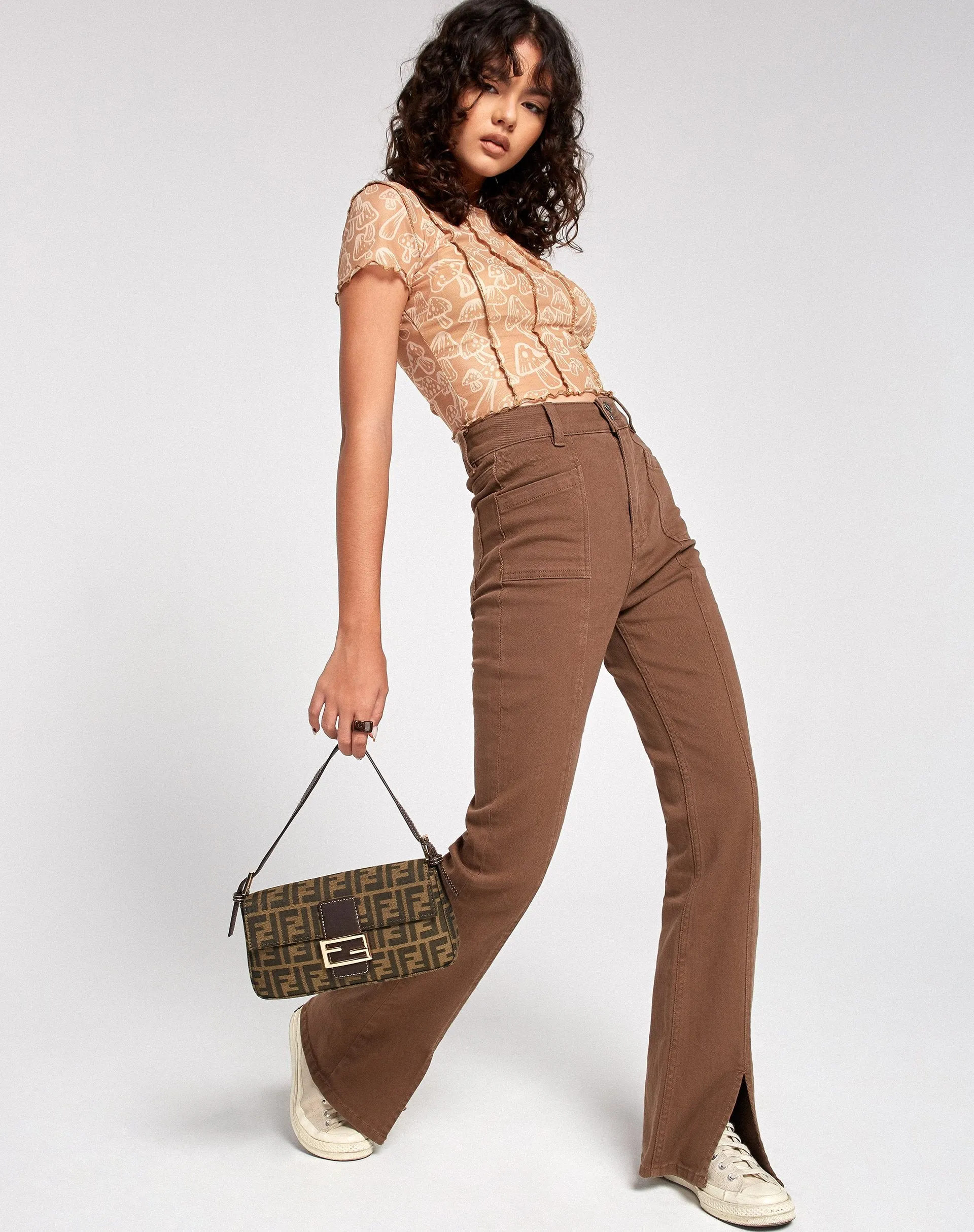 Tinara Crop Top in Tan Mushroom