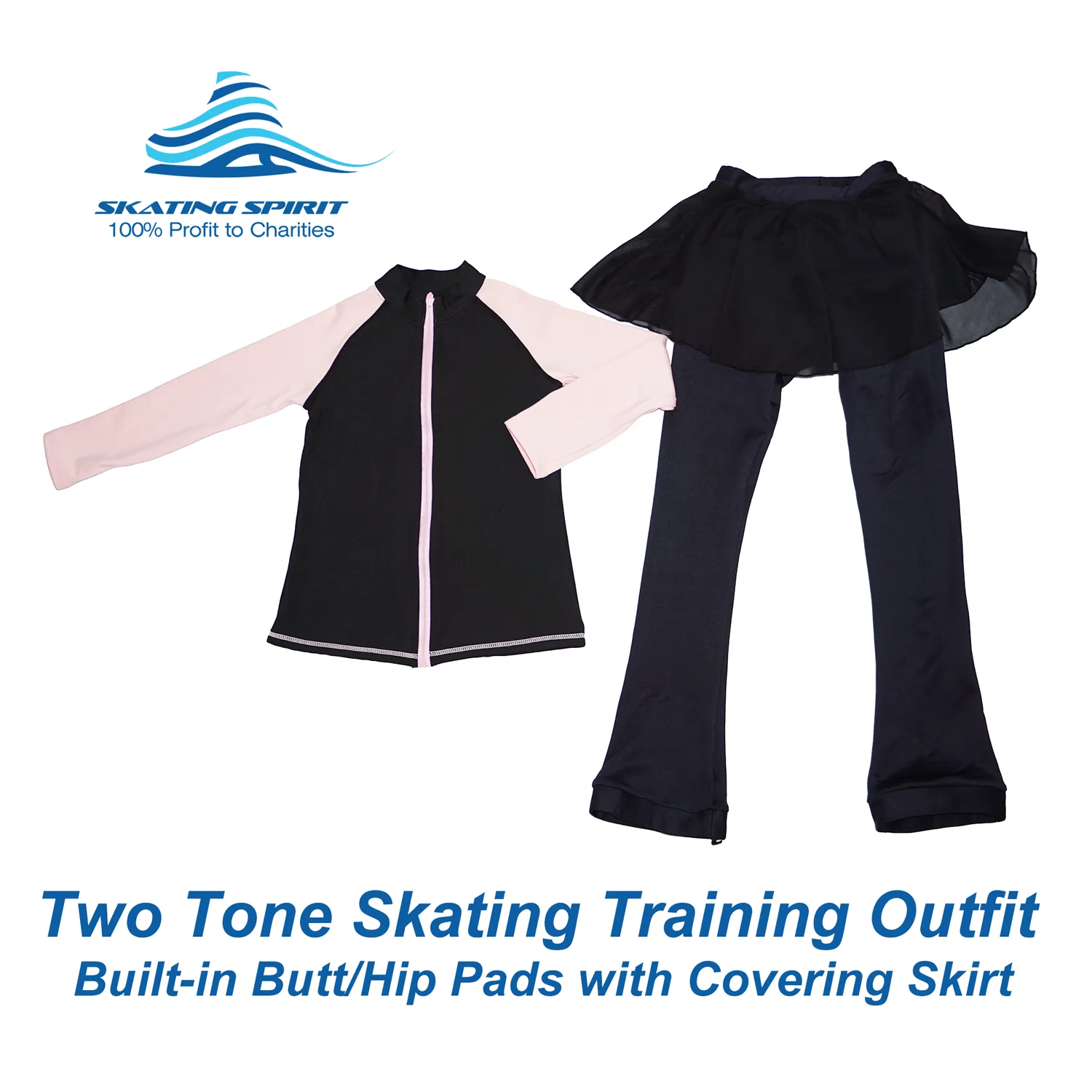 Two-tone Skating Training Outfit with Built-in Butt/Hip Pads