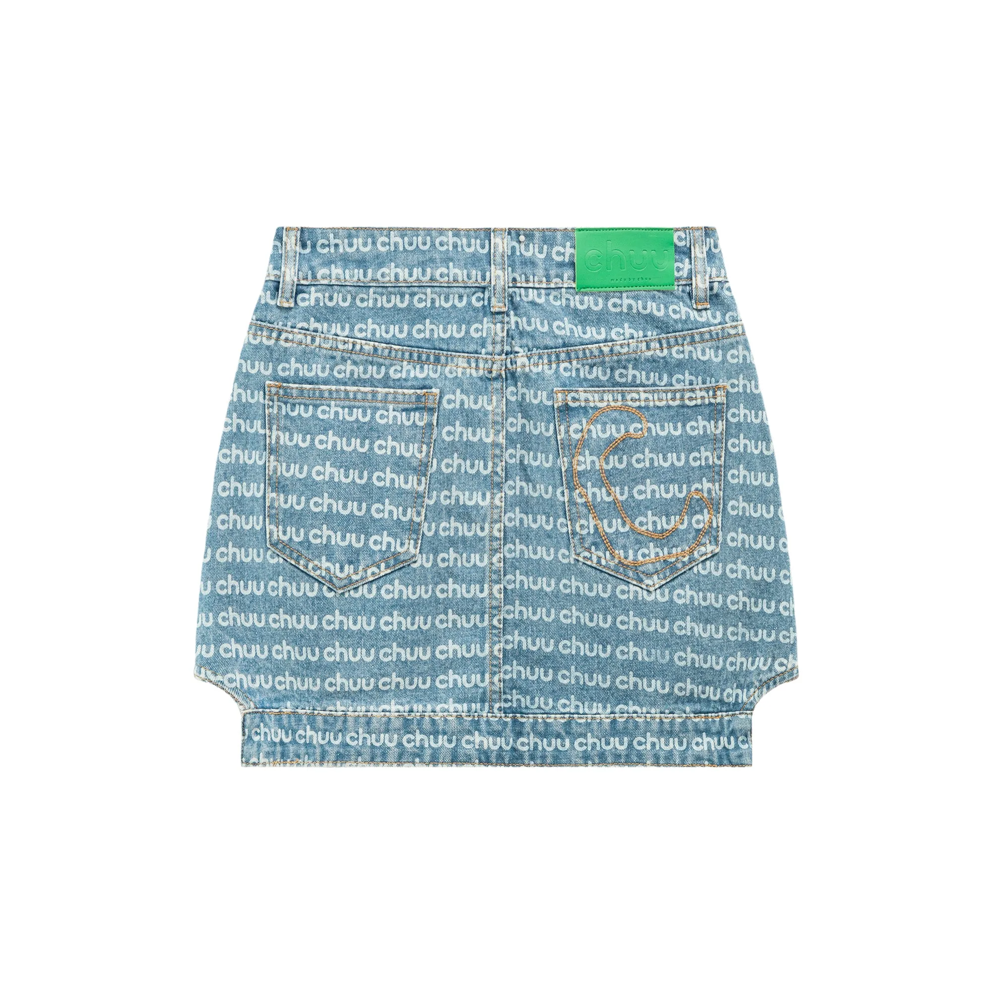 Upside Down Denim A-Line Mini Skirt