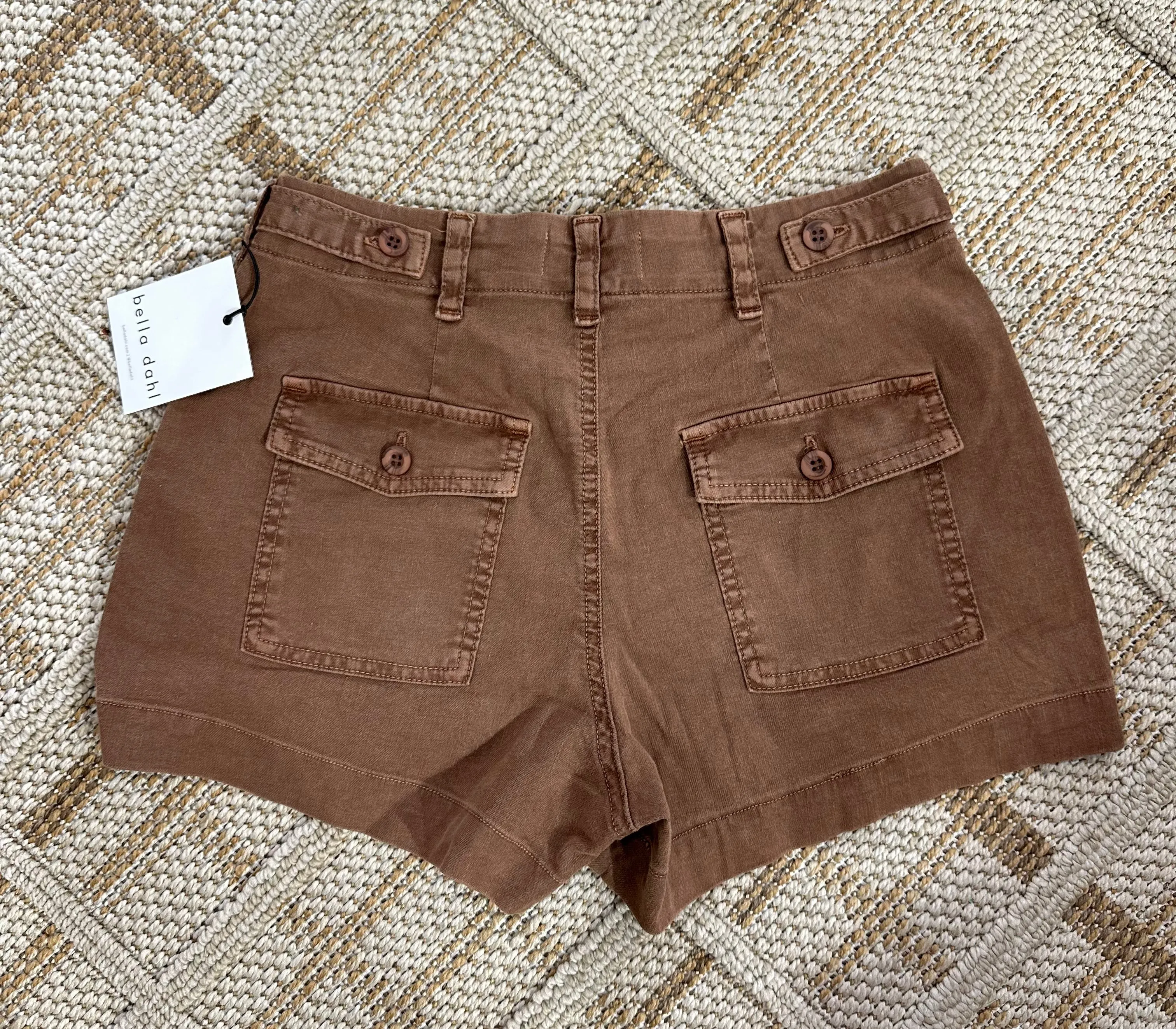 Utility Tab Trouser Shorts-Sahara Brown