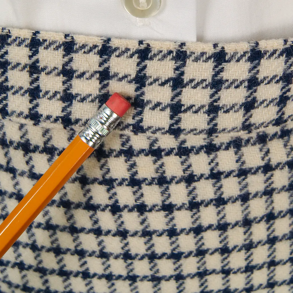 Vintage 1950s Navy Blue Window Check Skirt