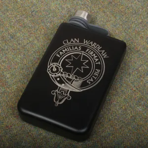 Wardlaw Clan Crest Black Steel 8oz Trekking Flask