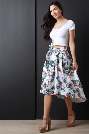 Watercolor Floral A-Line High-Low Skirt