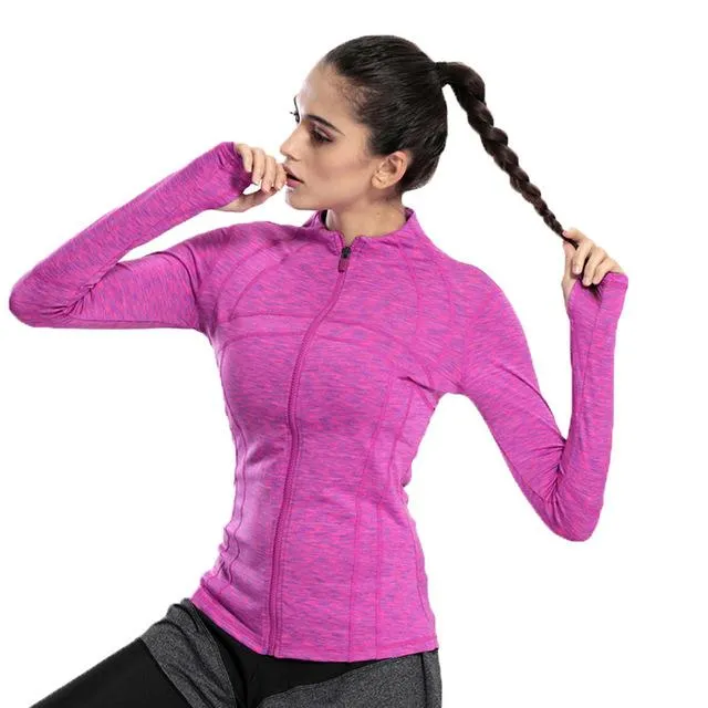 Women Sports Yoga Zipper Running Jackets Fitness Gym Training