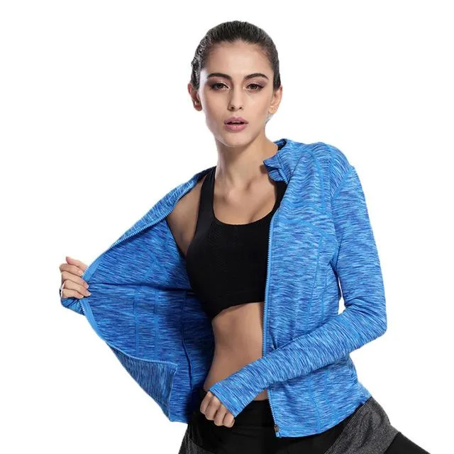 Women Sports Yoga Zipper Running Jackets Fitness Gym Training