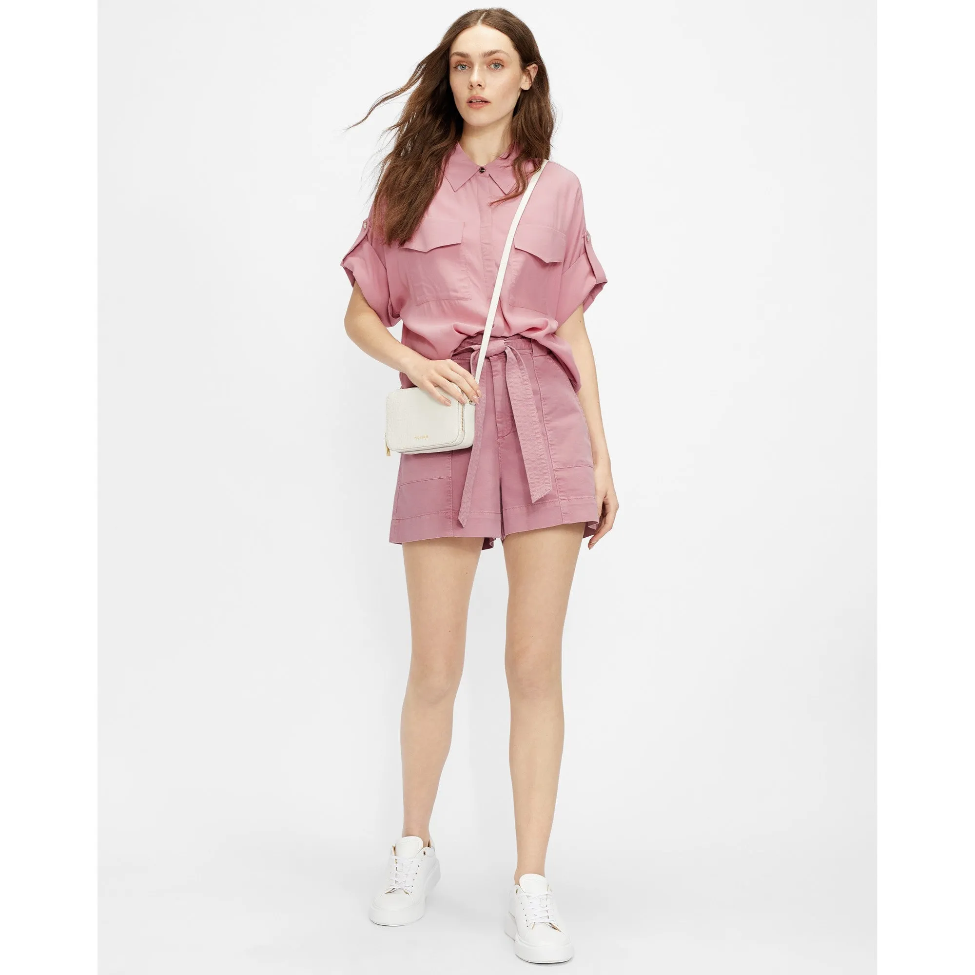 Women Wmt-Owtis-Utility Shorts With Tie Belt - Mid-Pink