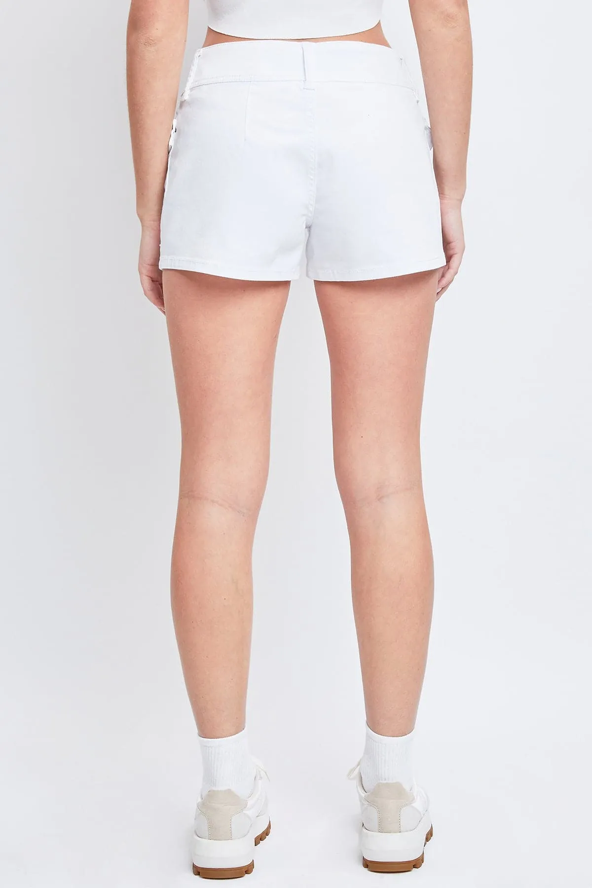 Women's Low Rise Denim Shorts with Side Patch Pockets